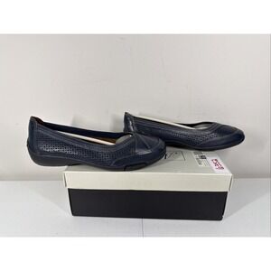 Auditions Womens Verona‎ II Navy Leather Ballet Flats Shoes 8.5 W2